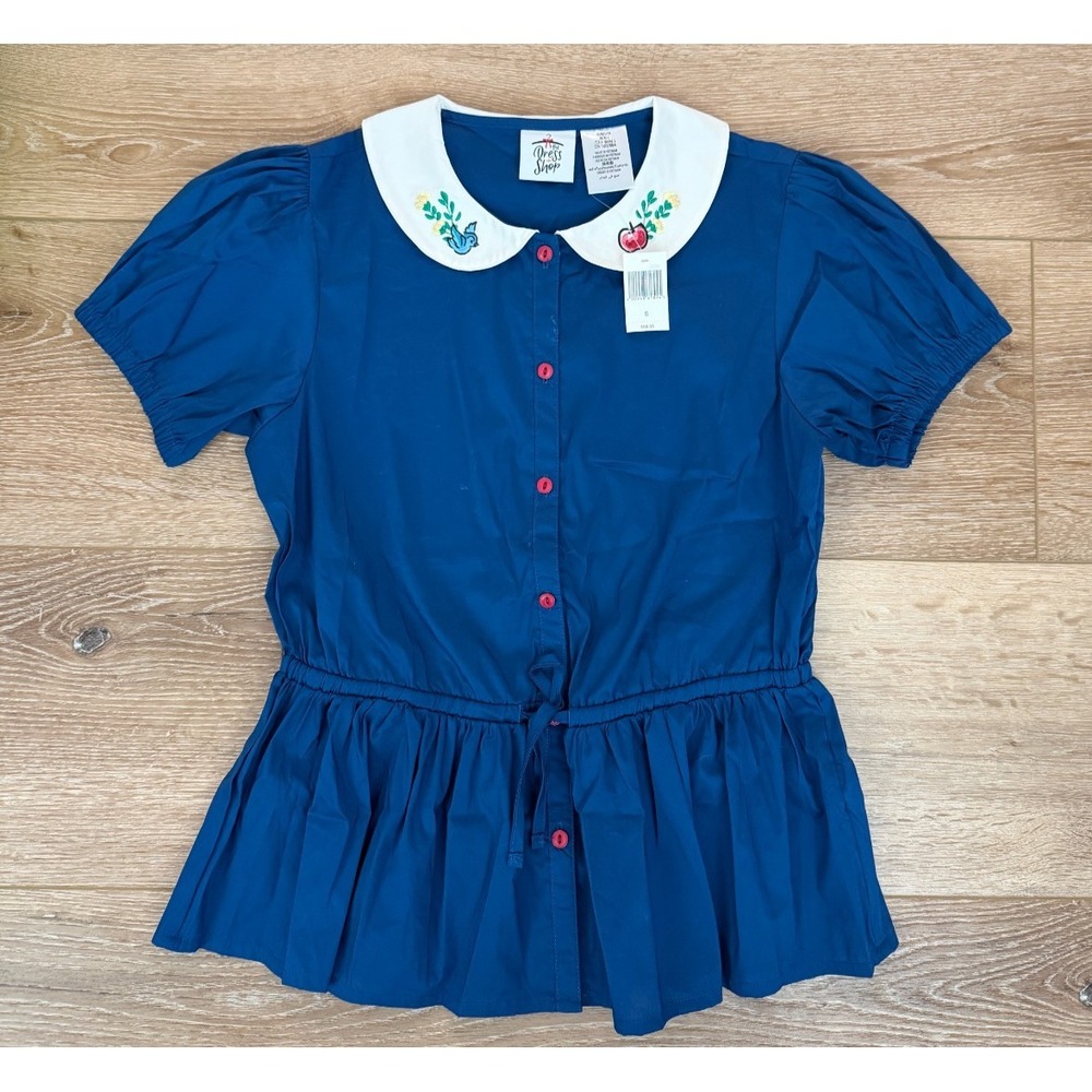 Disney Parks The Dress Shop Snow White Blouse Women S Blue Embroidered NWT